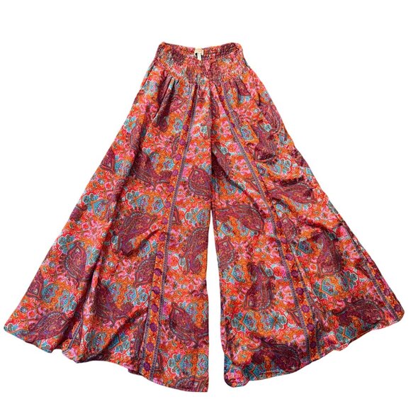 Mamey Paisley Elasticated Waist Palazzo Wide Leg Pants Women Small Multicolor NA - Picture 1 of 10
